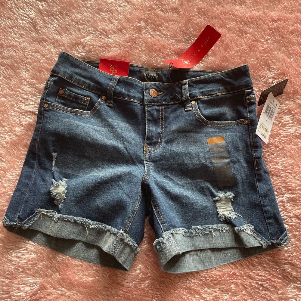 CELEBRITY PINK DARE DISTRESSED DENIM SHORTS 🫦